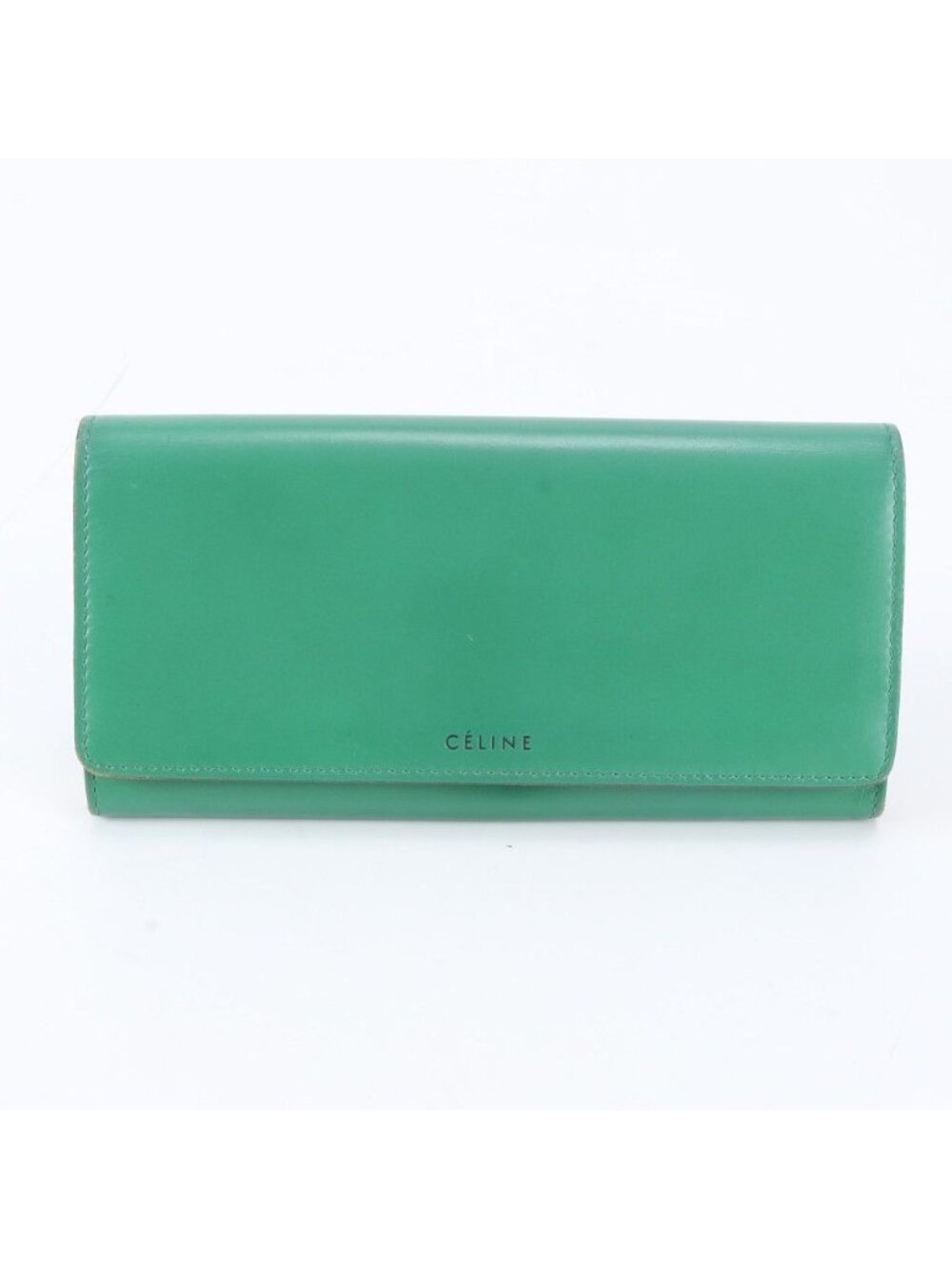 Celine Flap Leather Wallet Green